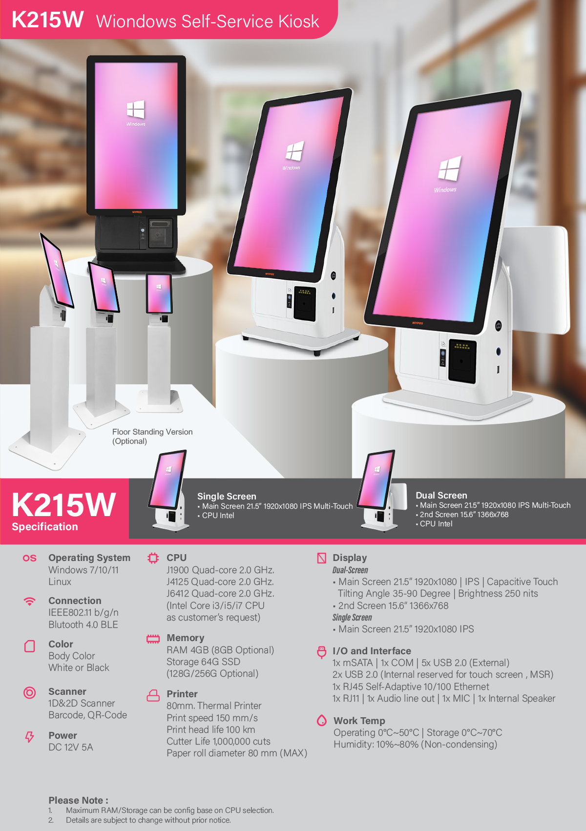 K215W Self-Service Kiosk